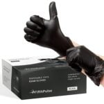 Black vinyl disposable gloves